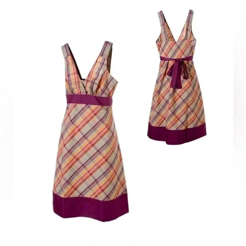Patagonia Netty Seersucker Sleeveless Plaid Midi Dress